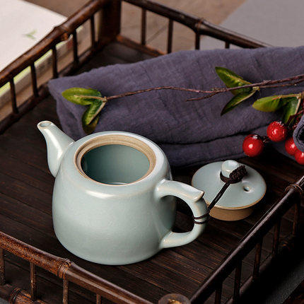 汝窑茶壶小号陶瓷功夫茶具家用单壶普洱汝瓷可养开片泡茶器井栏壶 商品图1