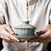 汝窑盖碗开片泡茶杯纯手工家用冰裂釉天青色复古整套三才功夫茶碗 商品缩略图2