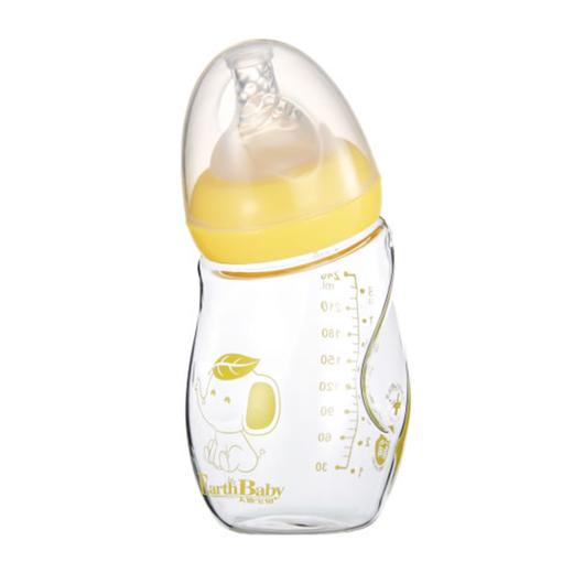 大地宝贝宽口弯型防滑晶钻玻璃奶瓶240ML\DA035# 商品图0