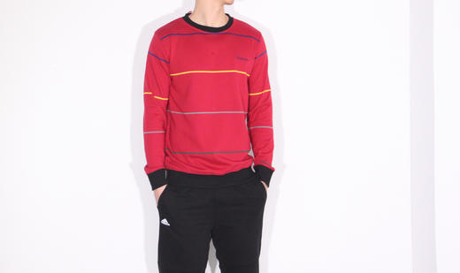 拼接圆领套头衫   SUP X UB 横条纹圆领毛圈套头衫 WY234 商品图3