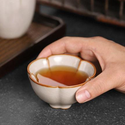 陶瓷汝窑茶具小茶杯主人杯功夫茶单杯女大号复古开片可养茶盏男士 商品图2