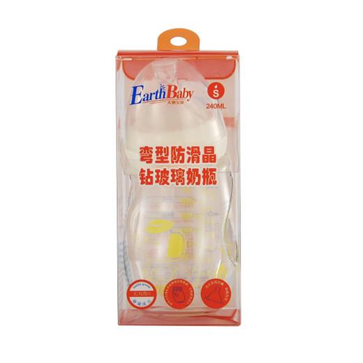大地宝贝宽口弯型防滑晶钻玻璃奶瓶240ML\DA035# 商品图1