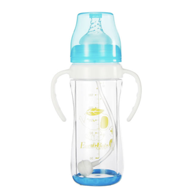 大地宝贝宽口自动握把防爆晶钻玻璃奶瓶220ML\DA037#