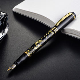 hero英雄官方正品钢笔9063 八骏图钢笔男士办公学生练字专用成人书写速写手绘书法复古明尖钢笔礼盒装