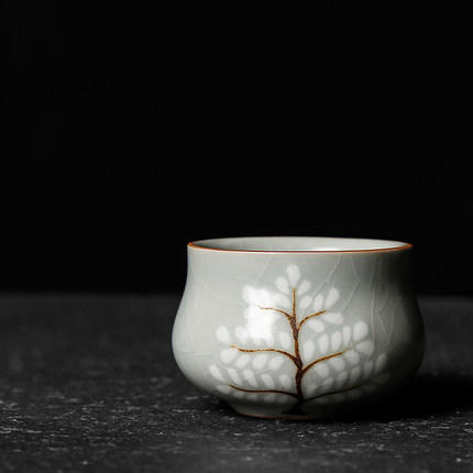 汝窑功夫小茶杯子主人单杯手绘大号陶瓷茶盏纯手工品茗杯开片茶具 商品图2