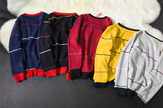 拼接圆领套头衫   SUP X UB 横条纹圆领毛圈套头衫 WY234 商品图6