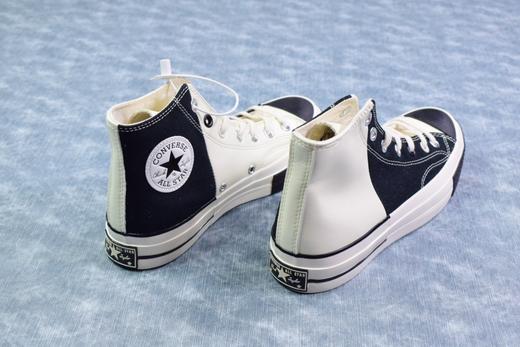 全新拼接设计 精致手工硫化组合，正确发售版本，硅蓝PU中底制双拼补丁，头层皮和帆布解构重组效果，匡威Converse Restructured Chuck 1970 High“White” 商品图1