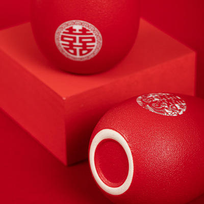 红色结婚花瓶摆件陶瓷婚房装饰婚礼喜庆插花假花女方陪嫁新婚 商品图4