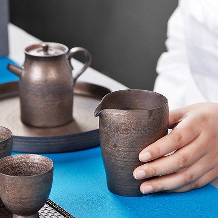 粗陶古铜鎏金流影公道杯家用陶瓷分茶器仿古简约公杯茶海 商品图1