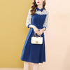 时尚蓝色拼接名媛连衣裙2020年新款气质中长裙 MMZ8913 商品缩略图1