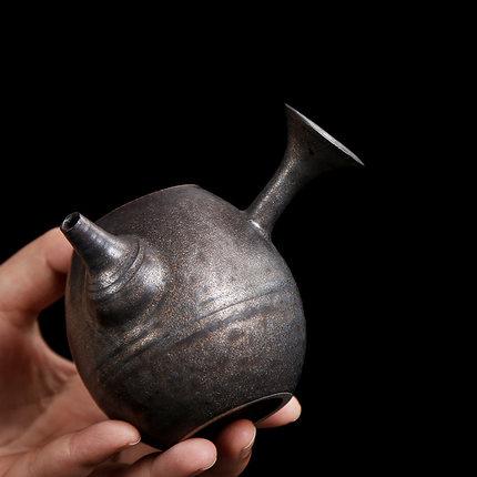 粗陶古铜鎏金侧把壶仿古功夫茶壶家用陶瓷泡茶小容量单壶 商品图1