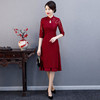RYTS-B-18新款优雅气质改良立领中袖蕾丝奥黛旗袍 商品缩略图0