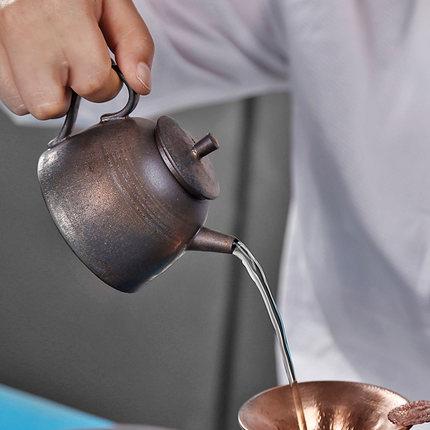 粗陶古铜鎏金大元手拿小茶壶对嘴喝陶瓷功夫小容量单壶 商品图2