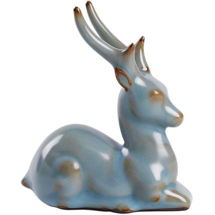 汝窑茶宠茶精品创意开片可养陶瓷茶桌茶台上的摆件装饰品一鹿陪伴 商品图2