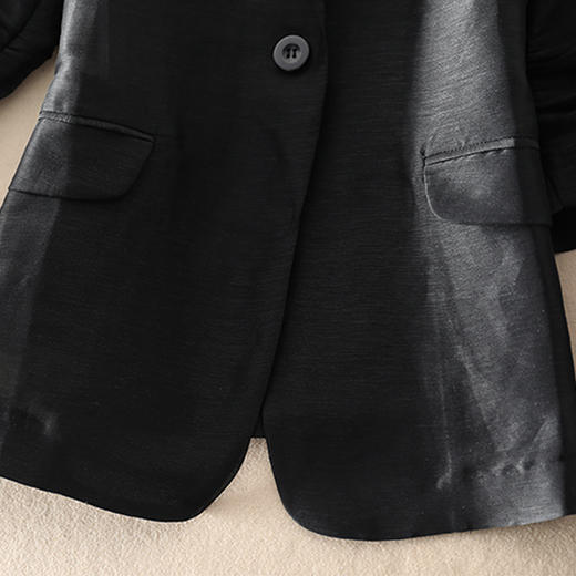 丁摩 夏款通勤简约一粒扣立体收腰西服气质修身丝麻小西装薄外套女20-199DY199 商品图8