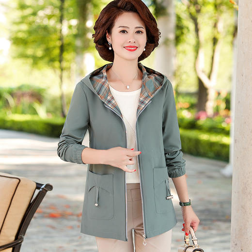 XK-Q18042秋装新品外套40岁中年夹克拉链衫妈妈装风衣 商品图1