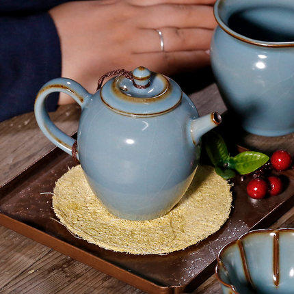 汝窑小茶壶陶瓷单壶汝瓷手工开片可养冰裂釉古代龙旦壶泡茶器家用 商品图1