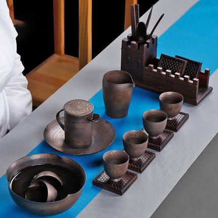 粗陶古铜鎏金流影公道杯家用陶瓷分茶器仿古简约公杯茶海 商品图4