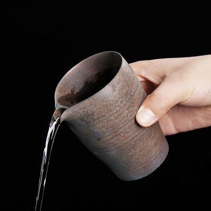 粗陶古铜鎏金流影公道杯家用陶瓷分茶器仿古简约公杯茶海 商品图0