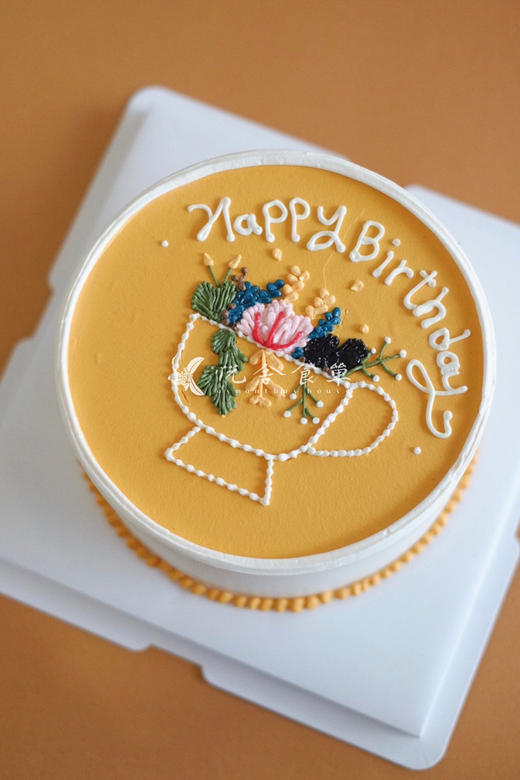 刺绣手绘生日奶油蛋糕 商品图0