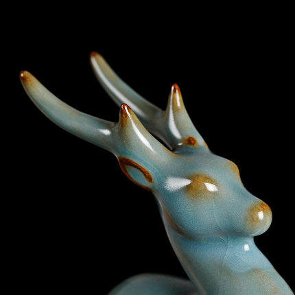 汝窑茶宠茶精品创意开片可养陶瓷茶桌茶台上的摆件装饰品一鹿陪伴 商品图1