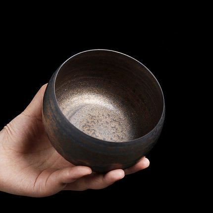 粗陶古铜鎏金杯洗小号茶洗陶瓷家用笔洗仿古洗茶杯的器皿 商品图1