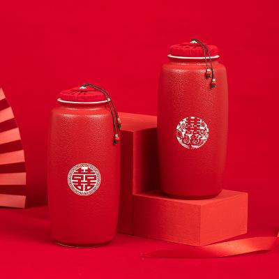 结婚茶叶罐陶瓷密封罐红色婚庆大号家用陪嫁妆景德镇新婚礼品通用 商品图2