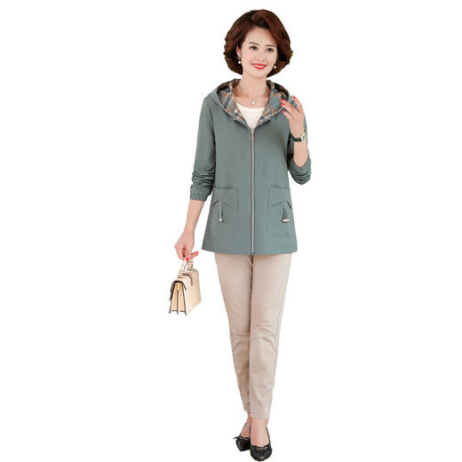 XK-Q18042秋装新品外套40岁中年夹克拉链衫妈妈装风衣 商品图3