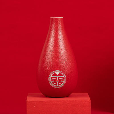 红色结婚花瓶摆件陶瓷婚房装饰婚礼喜庆插花假花女方陪嫁新婚 商品图3