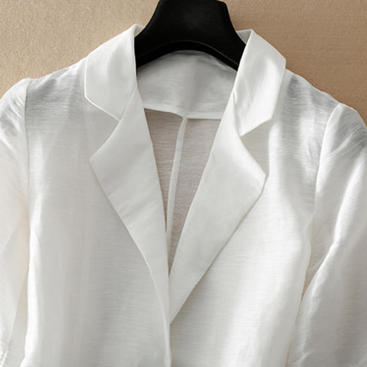 丁摩 夏款通勤简约一粒扣立体收腰西服气质修身丝麻小西装薄外套女20-199DY199 商品图2