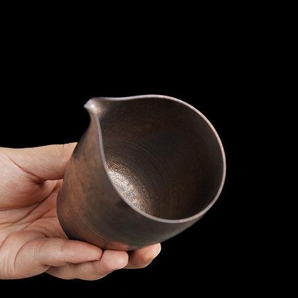 粗陶古铜鎏金流影公道杯家用陶瓷分茶器仿古简约公杯茶海 商品图3