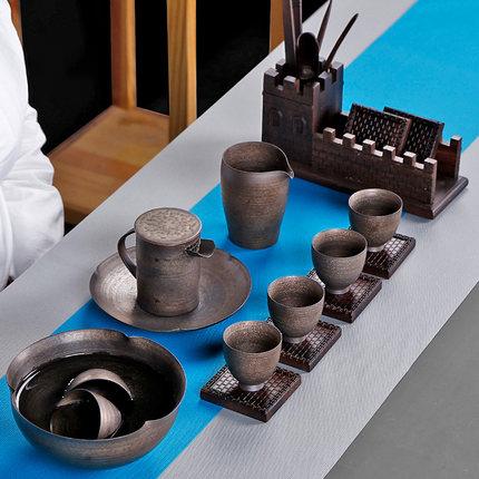 粗陶古铜鎏金菱角茶洗家用仿古水盂手工水洗小号建水笔洗 商品图4