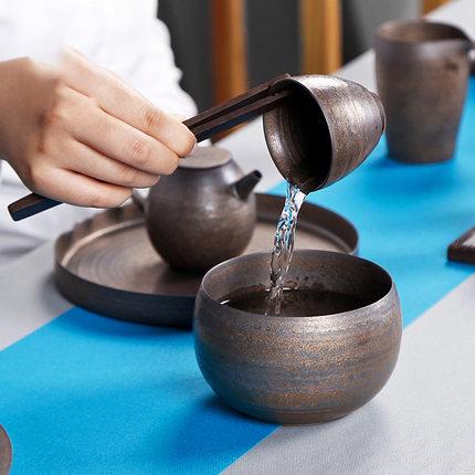 粗陶古铜鎏金杯洗小号茶洗陶瓷家用笔洗仿古洗茶杯的器皿 商品图2