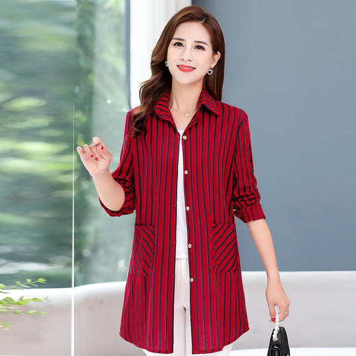 MQ-1822-212新款春秋外穿百搭宽松夏季薄纯棉条纹上衣ZXH 商品图0