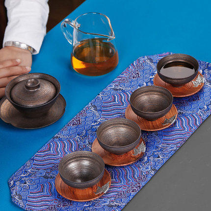 粗陶古铜鎏金斗笠盏杯功夫小茶杯陶瓷单只主人杯单杯个性 商品图4