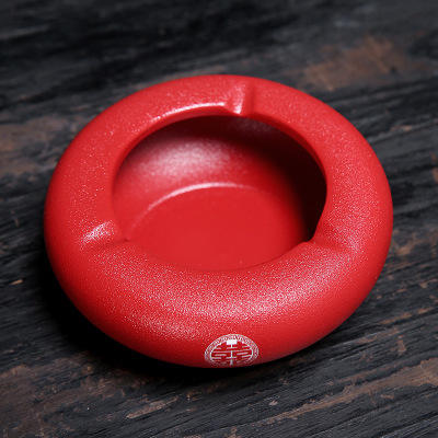 喜庆用品结婚红色陶瓷烟灰缸双喜中式复古潮流客厅时尚 商品图4