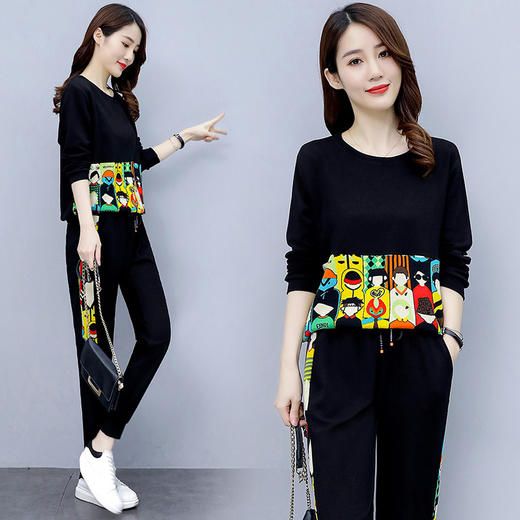 MQQ-8947秋季印花运动休闲套装韩版洋气减龄时尚两件套 商品图2