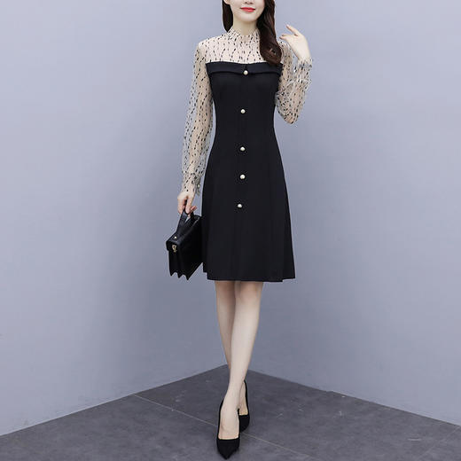 MQQ-00000新款女装收腰显瘦气质温柔风泡泡袖裙子 商品图3