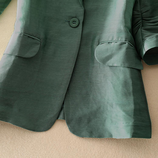 丁摩 夏款通勤简约一粒扣立体收腰西服气质修身丝麻小西装薄外套女20-199DY199 商品图11