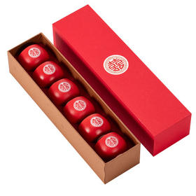 结婚大红色喜茶杯套装6只装家用陶瓷婚礼品茗杯送礼盒装敬茶杯子