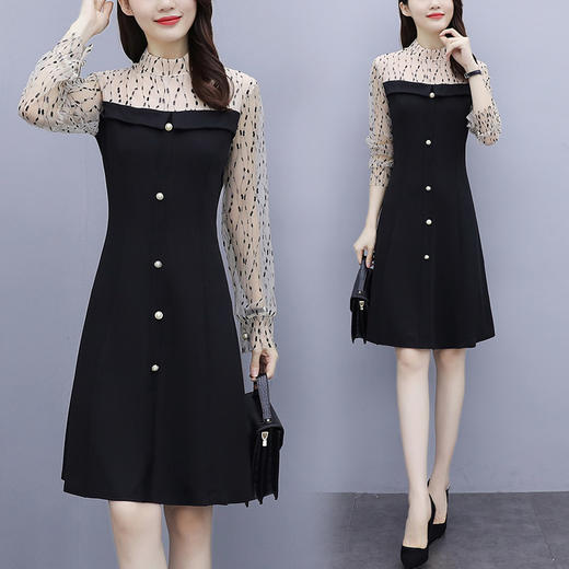 MQQ-00000新款女装收腰显瘦气质温柔风泡泡袖裙子 商品图0