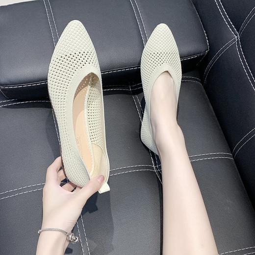 XS-C29新款纯色网布平底尖头飞织透气软底编织浅口鞋 商品图1