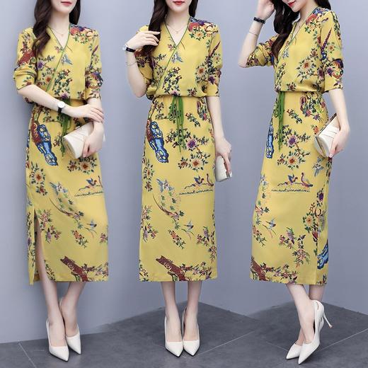 SWYC-新款印花时尚收腰显瘦气质女神范连衣裙 商品图3