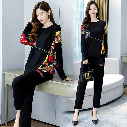 WZNH-XCMZ7386秋新款韩版简约个性拼接两件套 商品图3