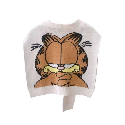 2020春款时尚披肩加菲猫卡通洋气针织外搭毛线衣打结围巾坎肩女 商品图5