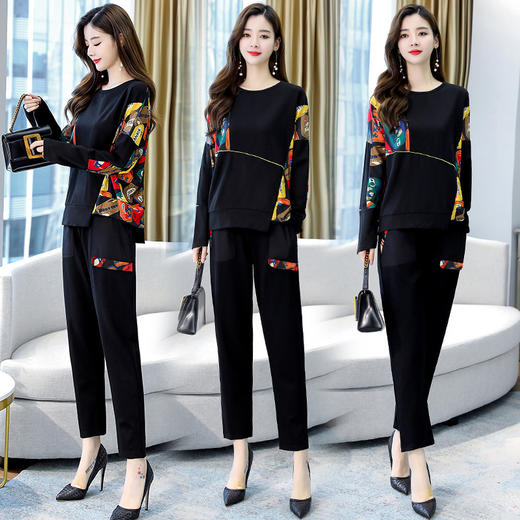 WZNH-XCMZ7386秋新款韩版简约个性拼接两件套 商品图0