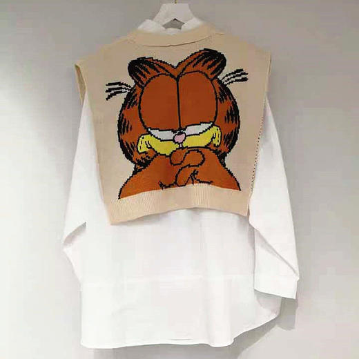 2020春款时尚披肩加菲猫卡通洋气针织外搭毛线衣打结围巾坎肩女 商品图3