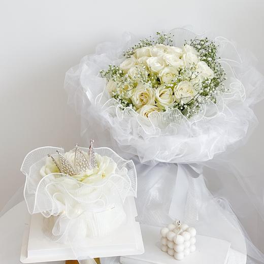 花艺 告白·七夕仙气花束+蛋糕组合 商品图0