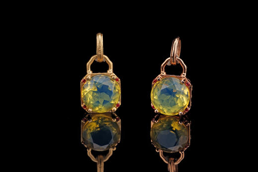 同心锁·多米尼加蓝珀18K金镶钻吊坠  特价 商品图11