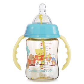 蜜儿港宽口径自动带柄PPSU葫芦奶瓶180ML男孩版\MA070#（复古风）